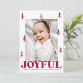 Joyful Red Trees 2 Foto Feiertagskarte (Stehend Vorderseite)