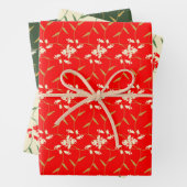 Joyful Regal Bloral Bright Rot, Grün, Elfenbein Geschenkpapier Set (Beispiel)