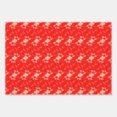 Joyful Regal Bloral Bright Rot, Grün, Elfenbein Geschenkpapier Set (Vorderseite)