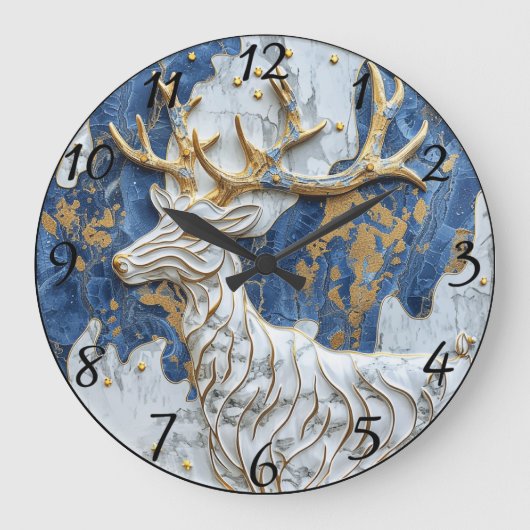 Joyful Reindeer Holiday Magic Große Wanduhr (Vorderseite)