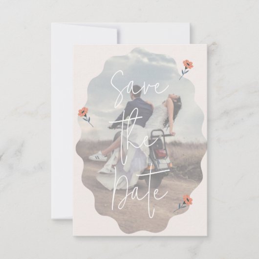 Joyful Retro Pink Wedding Speichern Sie die Datums Dankeskarte (Vorderseite)