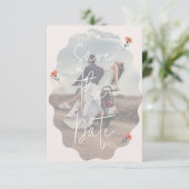 Joyful Retro Pink Wedding Speichern Sie die Datums Dankeskarte (Stehend Vorderseite)