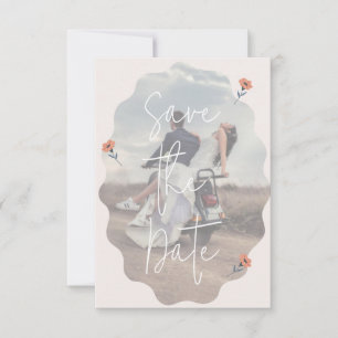 Joyful Retro Pink Wedding Speichern Sie die Datums Dankeskarte