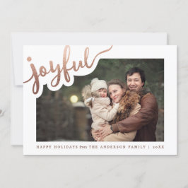 Joyful Rose Gold Foil | Happy Holidays Foto Card Feiertagskarte