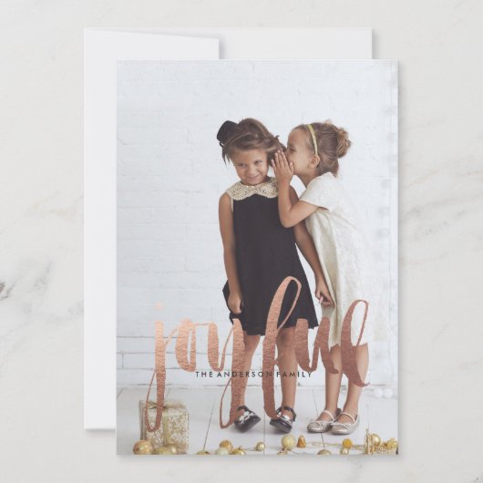 JOYFUL ROSE GOLD Weihnachtskarte Feiertagskarte (Vorderseite)