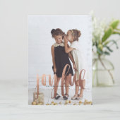 JOYFUL ROSE GOLD Weihnachtskarte Feiertagskarte (Stehend Vorderseite)