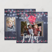 Joyful Rustic Blue Barn Wood Weihnachten 3 Fotos (Vorne/Hinten)