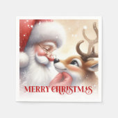 Joyful Santa and Rudolph Christmas Napkins Dinner Serviette (Vorderseite)