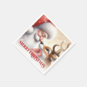 Joyful Santa and Rudolph Christmas Napkins Dinner Serviette (Ecke)