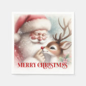 Joyful Santa Claus Rudolph Holiday Party Dinner Serviette (Vorderseite)