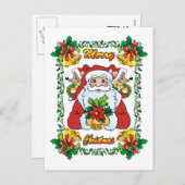 Joyful Santa Feiertagspostkarte (Vorne/Hinten)