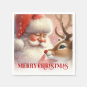 Joyful Santa Rudolph Festive Table Napkins Serviette (Vorderseite)