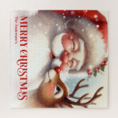 Joyful Santa Rudolph Personalized Christmas Kids Puzzle (Horizontal)