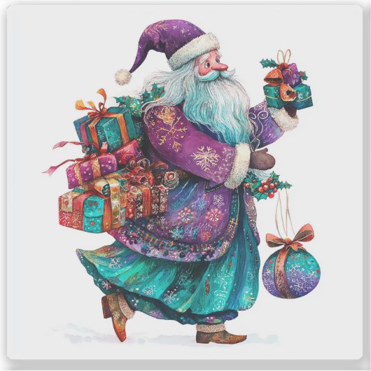 Joyful Santa Spreading Holiday Cheer Aufkleber (Vorderseite)