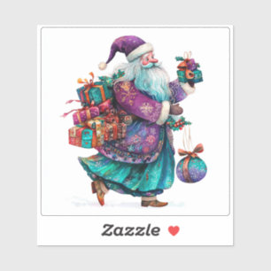 Joyful Santa Spreading Holiday Cheer Aufkleber