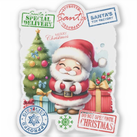 Joyful Santa Sticker mit Geschenken (Vorderseite)