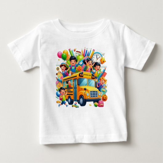 Joyful School Ride: School Bus Adventure Baby T-shirt (Vorderseite)