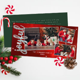 Joyful Script 3 Foto Collage Holiday Card Feiertagskarte