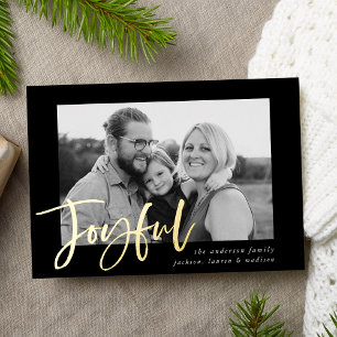 Joyful Script Black Foto Folien Feiertagskarte