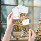 Joyful Script Botanical 2-Foto mit Goldrahmen All In One Einladung