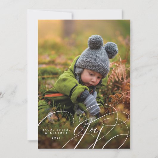 Joyful Script Happy Foto Holiday Card (Vorderseite)