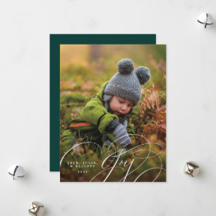 Joyful Script Happy Foto Holiday Card Feiertagskarte