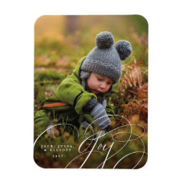 Joyful Script Happy Foto Holiday Magnet