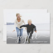 Joyful Script Holiday Foto Card Feiertagskarte (Vorderseite)
