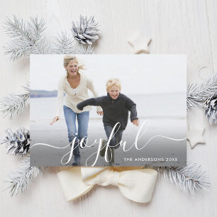 Joyful Script Holiday Foto Card Feiertagskarte