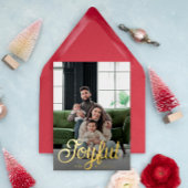 Joyful Script in Gold Folien Feiertagskarte