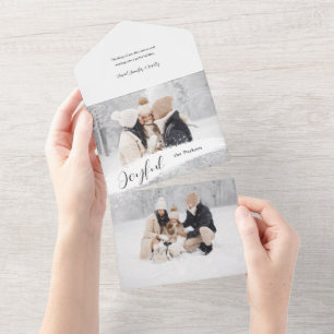 Joyful Script mit Snowy Brushstroke 2-Foto All In One Einladung