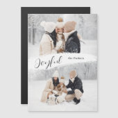 Joyful Script mit Snowy Brushstroke 2-Foto Magnetkarte (Vorne/Hinten)