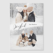 Joyful Script mit Snowy Brushstroke 2-Foto Magnetkarte (Vorderseite)