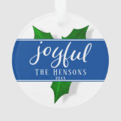 Joyful Script Modern Holly Berry Pflanze Ornament (Rückseite)