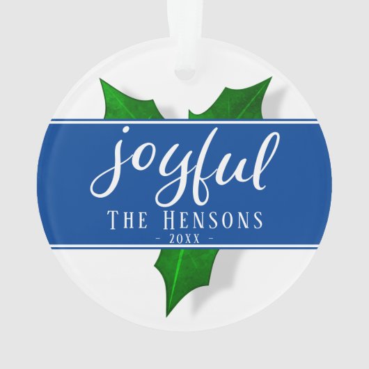 Joyful Script Modern Holly Berry Pflanze Ornament (Rückseite)
