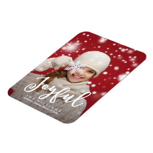 Joyful Script Moderne Weihnachten | FOTO Magnet (Linke Seite)