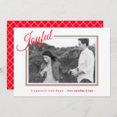 Joyful Script Modernes Minimales Foto Weihnachten (Vorne/Hinten)