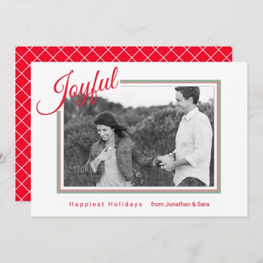 Joyful Script Modernes Minimales Foto Weihnachten (Vorne/Hinten)