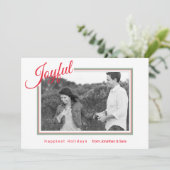 Joyful Script Modernes Minimales Foto Weihnachten (Stehend Vorderseite)
