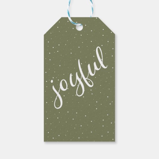 Joyful Script Olive Green Holiday 2 Foto Geschenkanhänger (Rückseite)