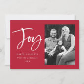 Joyful Script Red Foto Feiertagskarte (Vorderseite)
