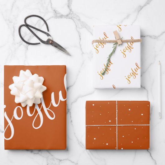 Joyful Script Snowflake Olive Green Holiday Wrappi Geschenkpapier Set (Vorderseite)