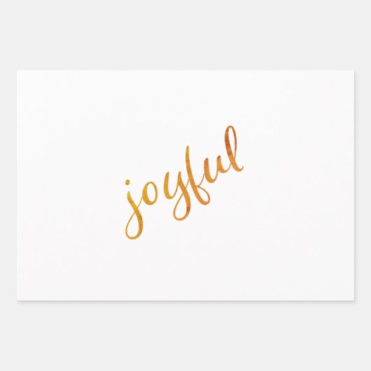 Joyful Script Snowflakes Orange Holiday Geschenkpapier Set (Vorderseite)