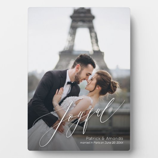 Joyful Script Tabletop Easel Foto Fotoplatte (Vorderseite)