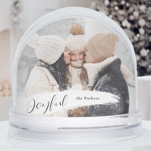 Joyful Script with Snowy Brushstroke Snow Globe Schneekugeln