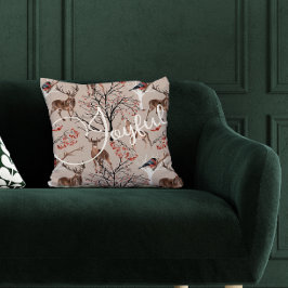 Joyful Script Woodland Animals Christmas Kissen