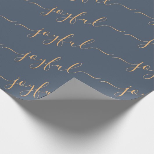 Joyful Scroll Text über dunkelblaue Weihnachten Geschenkpapier (Ecke)