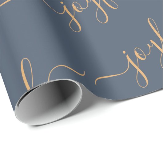 Joyful Scroll Text über dunkelblaue Weihnachten Geschenkpapier (Rolleneckpunkt)