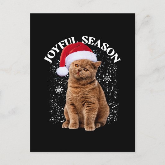 Joyful Season Weihnachtsmannmütze Chat Weihnachten Postkarte (Vorderseite)