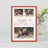 Joyful Segen Religiöse Weihnachten 3-Foto-Karte (Stehend Vorderseite)
